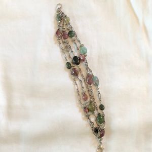 Silver bracelet with multicolored stones